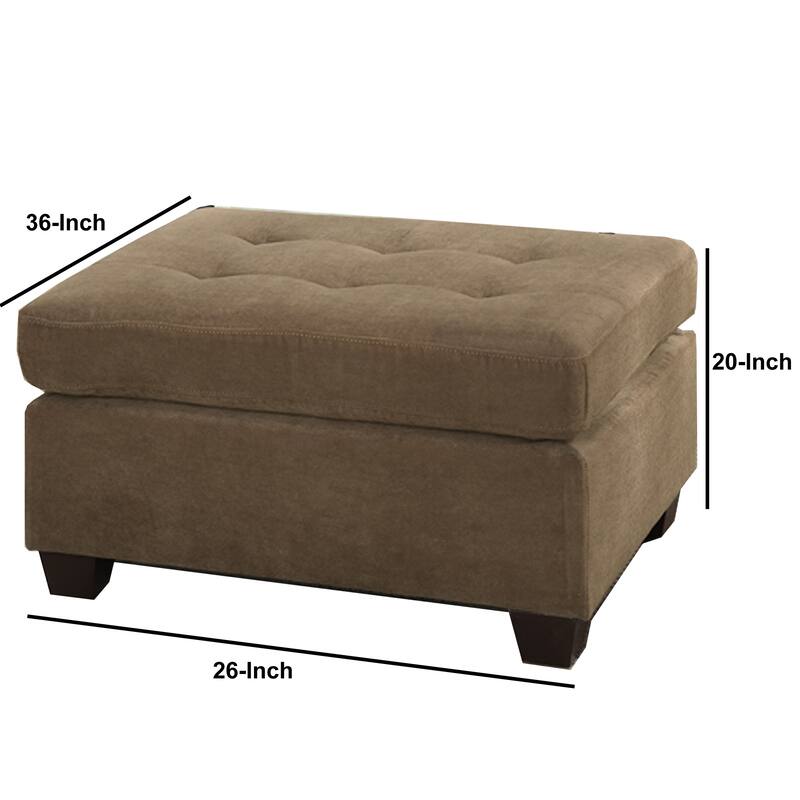 Cocktail Ottoman In Light Brown Waffle Suede Fabric - 20 H x 36 W x 26 L Inches