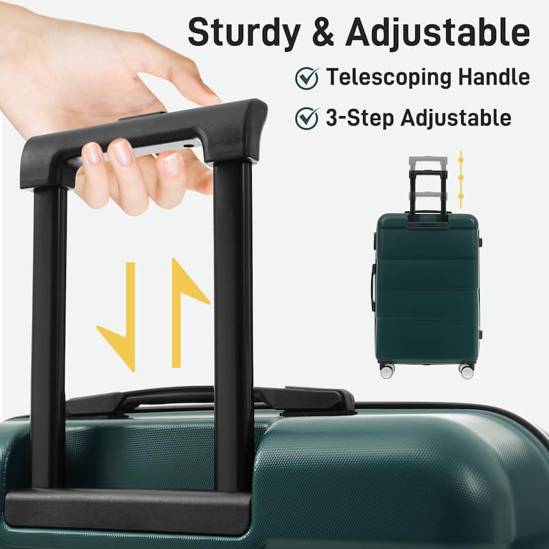 Hardshell Luggage Sets 3 Piece Double Spinner Wheels Suitcase with Handle Password Lock, Lightweight 20"+24"+28" Luggages