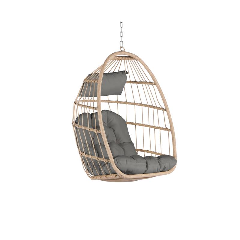 Rattan Egg Hanging Chair with Cushion