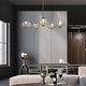 preview thumbnail 17 of 16, Modern Glam Gold 5-Light Oversized 41.5 in. W Chandelier with Textured Colored Art Glass Shade for Dining Room Bedroom