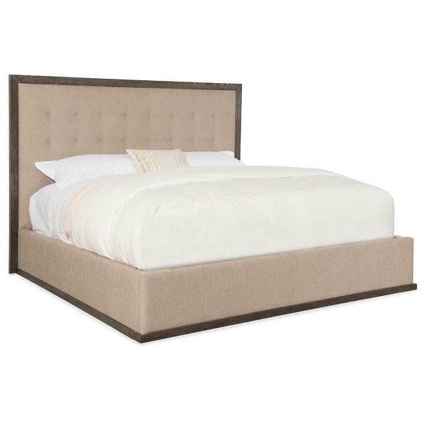 Hooker Furniture 6201-90860 Point Reyes California King Oak Panel Bed Frame with Tufted Upholstery from the Miramar Collection