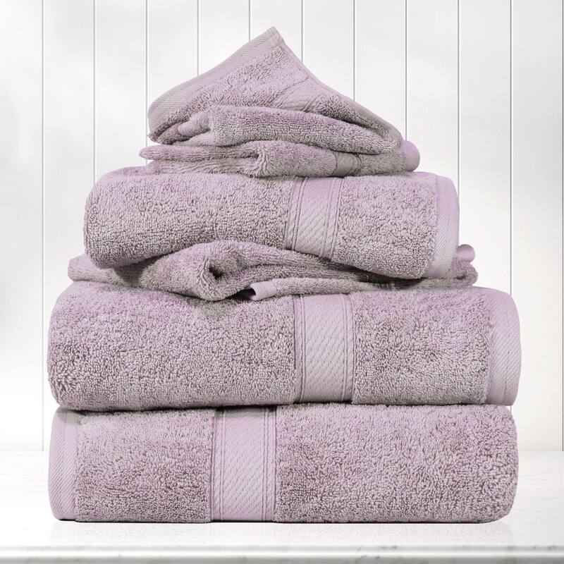 Blue Nile Mills Luxury 6-Piece Egyptian Cotton Towel Set, Thick Absorbent Bathroom Towels