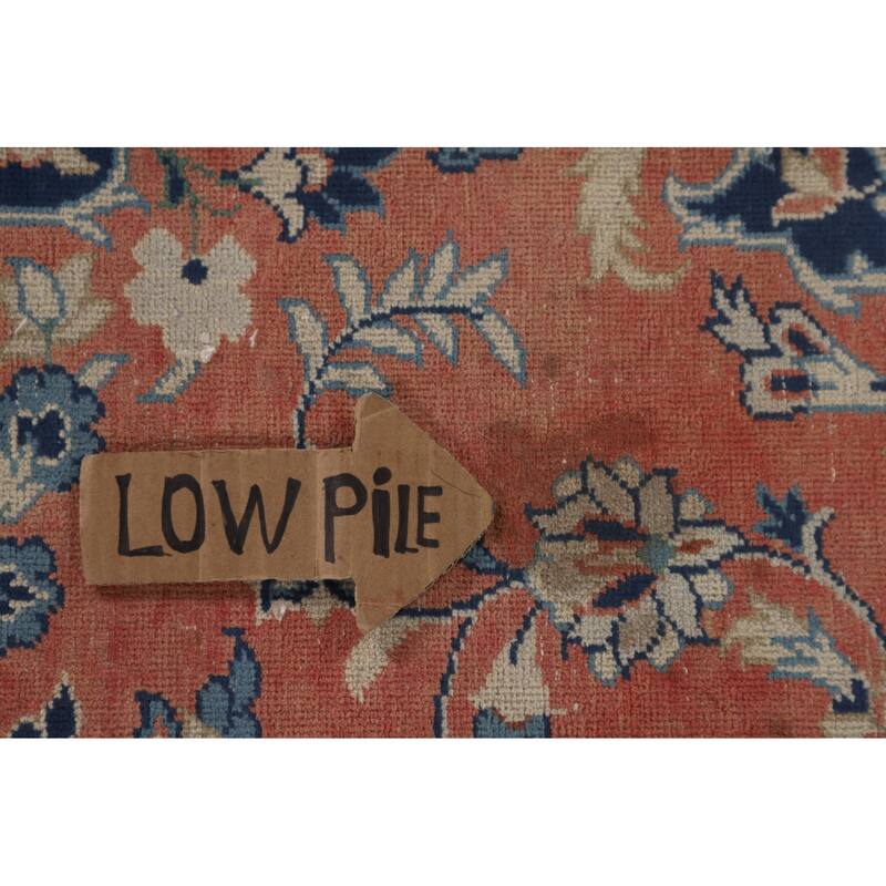 Distressed Kashan Persian Antique Area Rug Handmade Wool Carpet - 7'2"x 10'0"