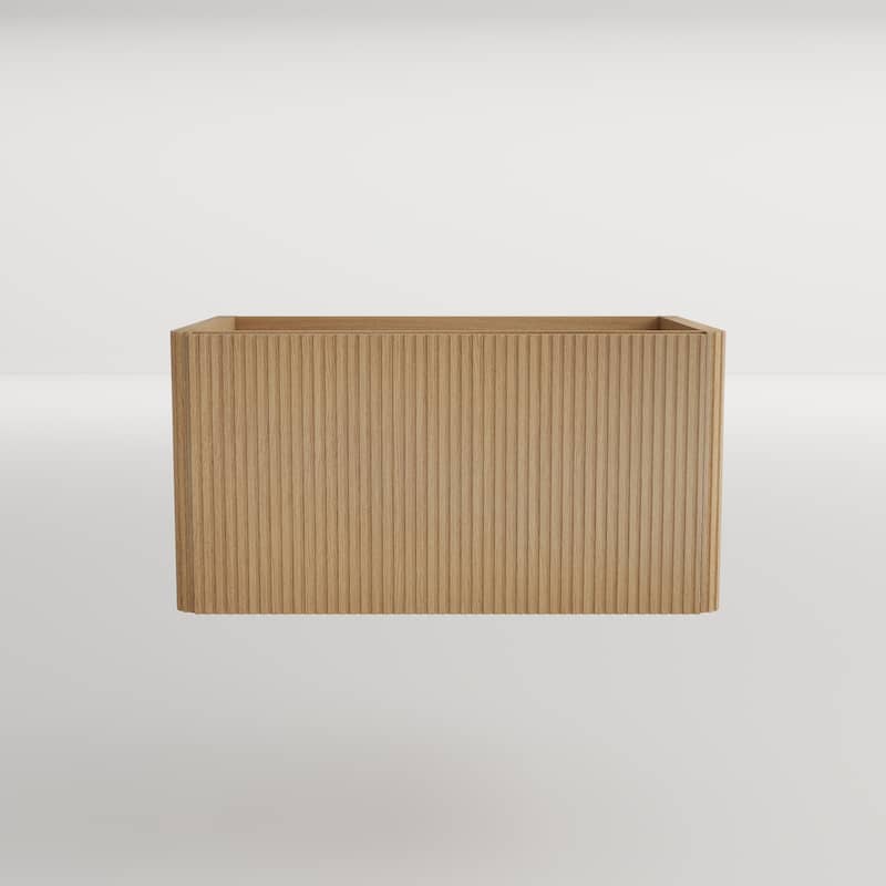 GDFStudio - Adrian Etna Modern Floating Bathroom Vanity with Textured Front and Space-Saving Design - Bathroom Vanity - Oak - Bathroom Vanity