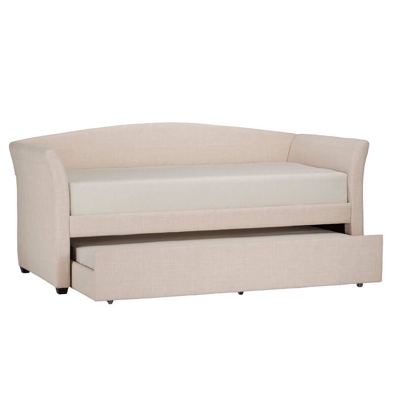 Deco Linen Rolled Arm Daybed and Trundle by iNSPIRE Q Bold - Beige Linen with Trundle