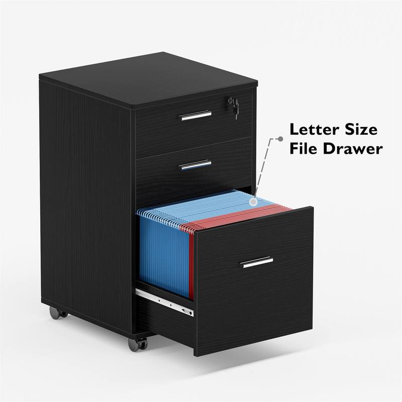 Large Executive Desk with File Cabinet, L Shaped Computer Desk Storage Cabinet