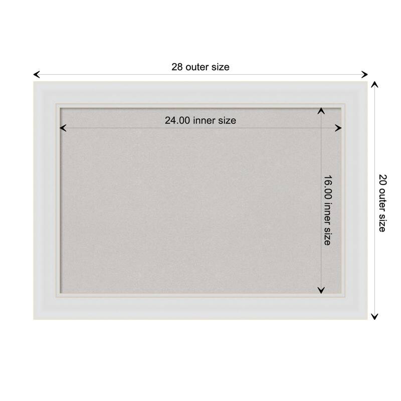 Flair Framed Grey Corkboard Bulletin Board - Flair Soft White - Board Size 24x16