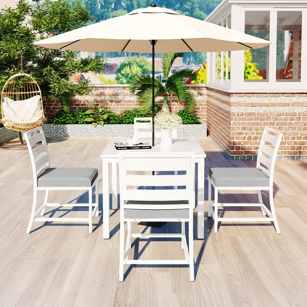 4 person patio table with umbrella hole 4-person Dining Table Set w/ Umbrella Hole for Outdoor Patio Table Set -  Bed Bath & Beyond