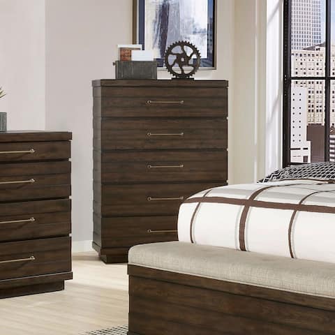 Furniture of America Syra Rustic Walnut Solid Wood 5-drawer Chest