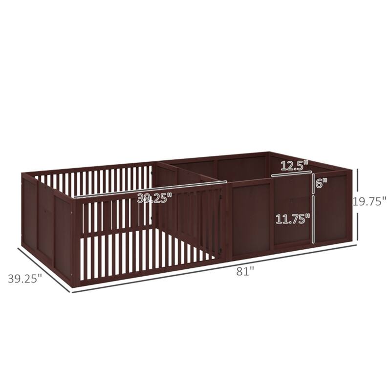 Durable Pinewood Dog House with Removable Panels - 81" L x 39.25" W x 19.75" H
