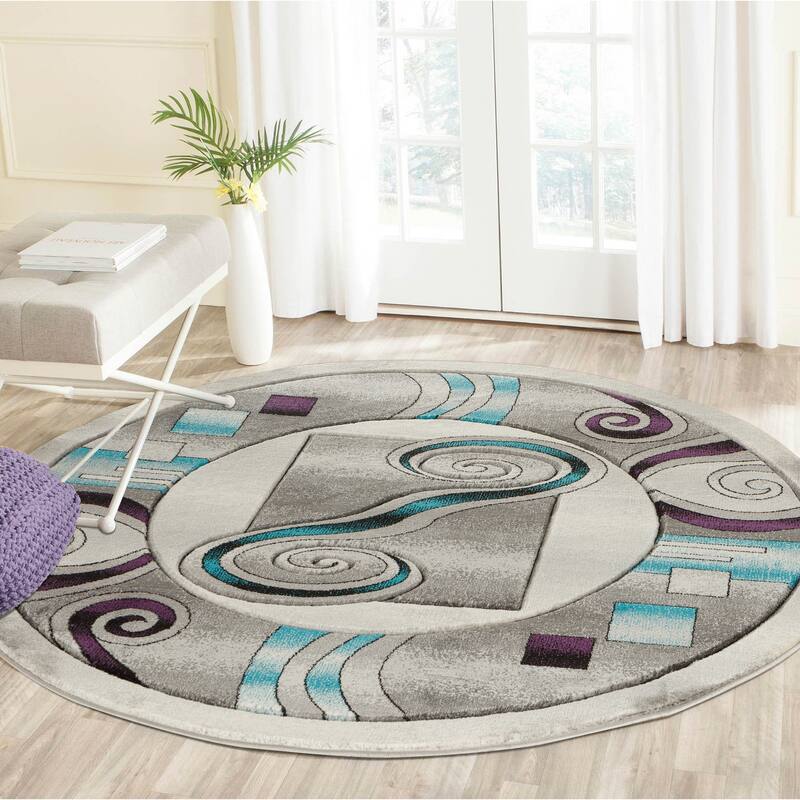 Orelsi Collection Abstract Area Rug with Hand Carved Accents