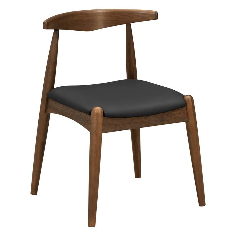 Set of 2 Rubberwood Dining Chairs, Ergonomic Backrest & Faux Leather Upholstery