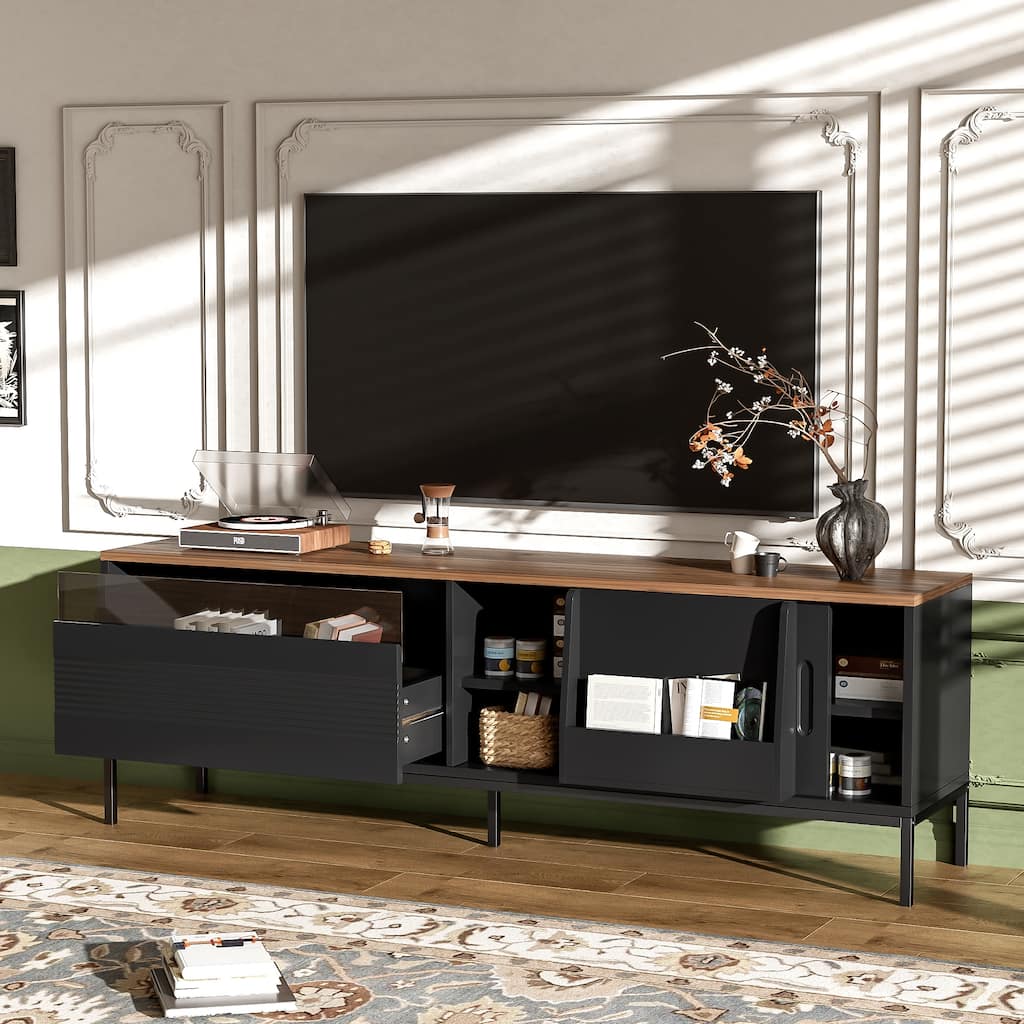 70.8" Modern TV Stand Console Table for TVs up to 75" Media Center, Entertainment Cabinet with Sliding Doors, Adjustable Shelves
