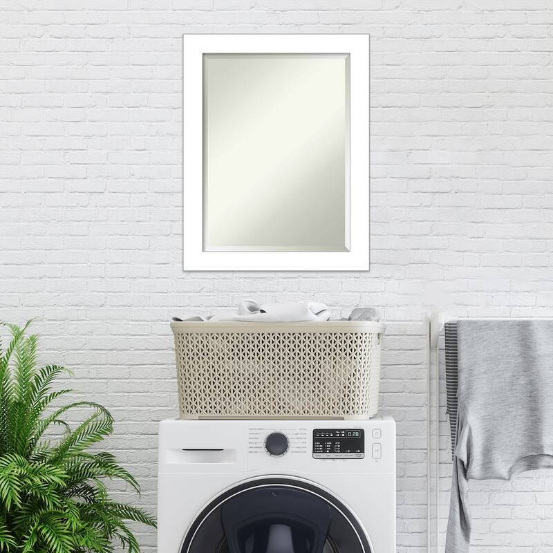 Beveled Wall Mirror - Wedge White Frame - Wedge White