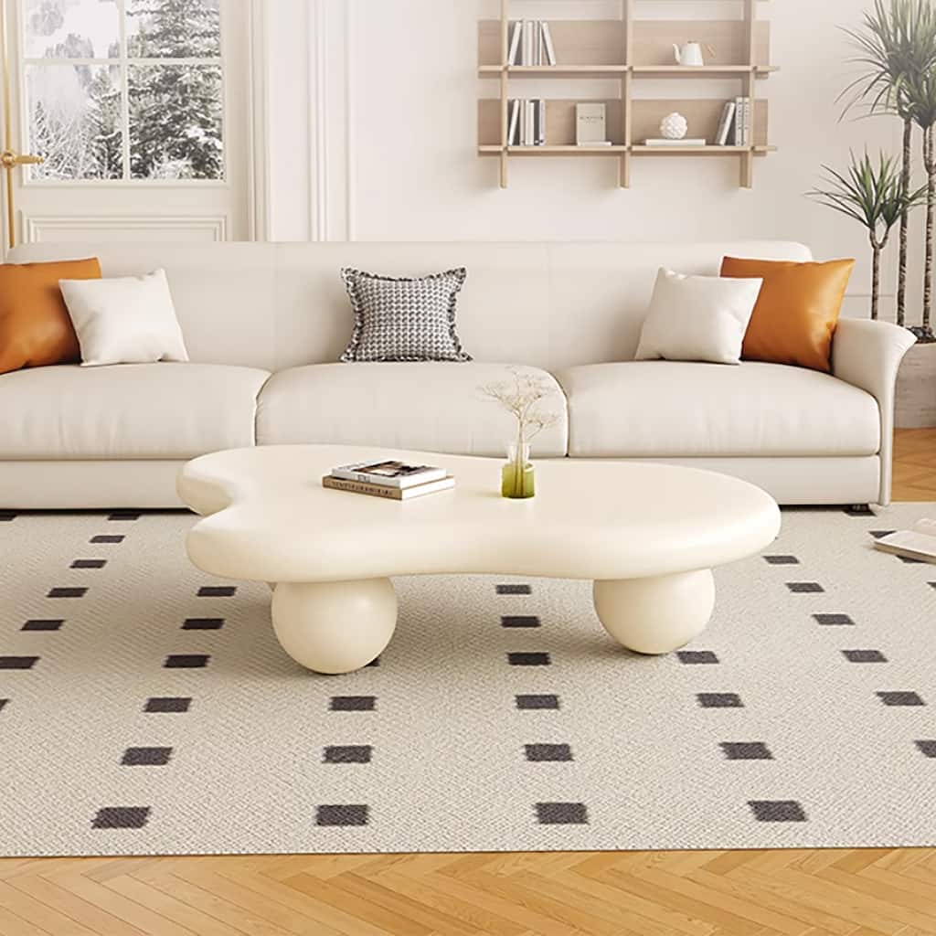 48" Modern Coffee Table, Cloud Shaped, Wood