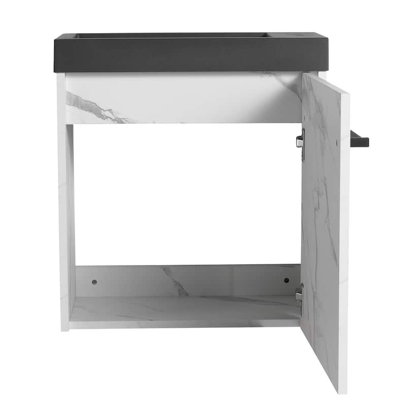 BNK 20"/24"/30" Single Sink Bathroom Vanity with Soft Close Door or Right Side Shelves, Modern Floating Vanity