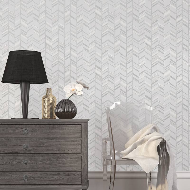 Galerie Wallcoverings Special FX 2 Collection Glitter Chevron Mylar on Non-woven Wallpaper Roll