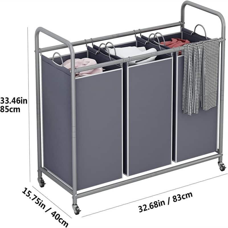 3Bag Laundry Basket Hamper Laundry - 33.46"L x 15.75"W x 32.68"H