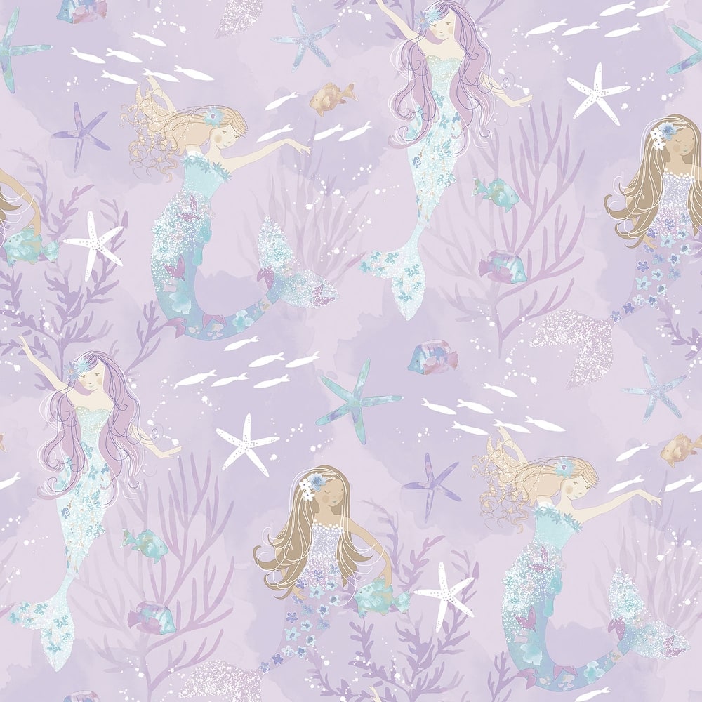 Galerie Wallcoverings Tiny Tots 2 Mermaids Non-woven Glittery Wallpaper Roll