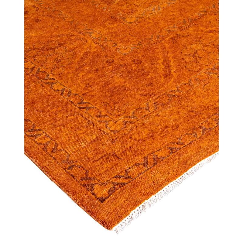 Overdyed, One-of-a-Kind Hand-Knotted Area Rug - Orange - 12' 4" x 17' 5"