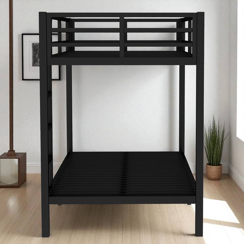 Metal Twin XL over Twin XL Bunk Bed for Teens & Adults, Heavy Duty Frame with Storage & Noise-Free Design