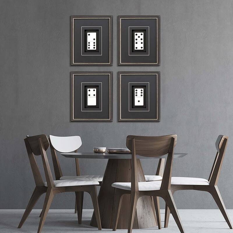 Dominoes S/4 Framed Art Mixed Media Under Glass - Black