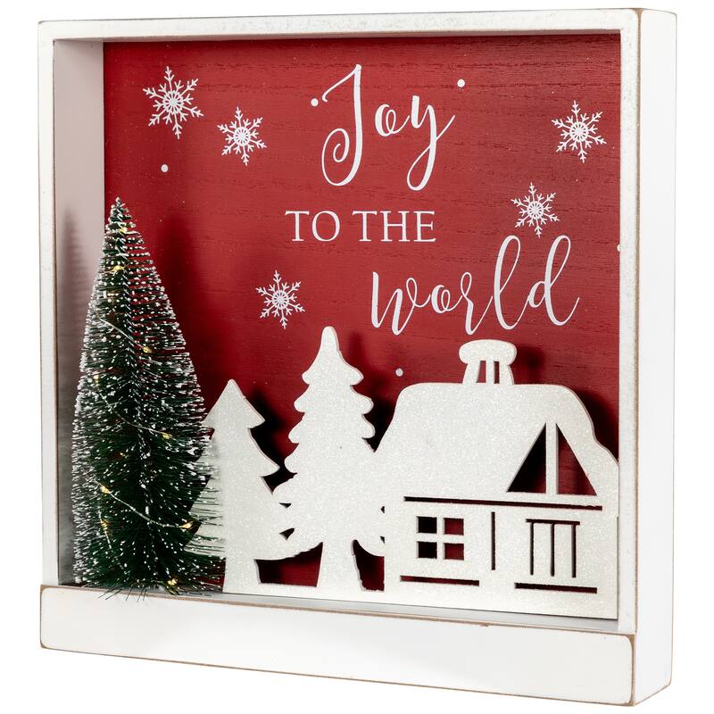 11.75" Lighted Joy To The World Wooden Christmas Wall Decoration