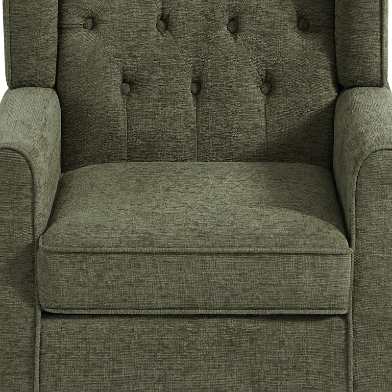Button-Tufted Accent Chair Wingback Armchair - 38"H