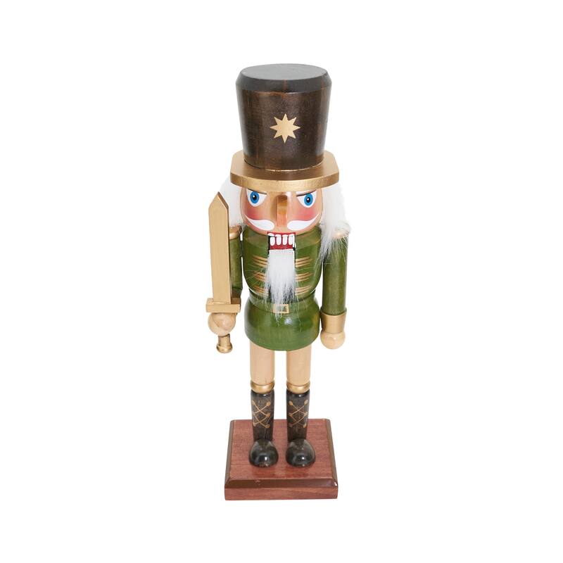 Traditional Nutcracker Figurine, Holiday Décor - Green Solider - 10"
