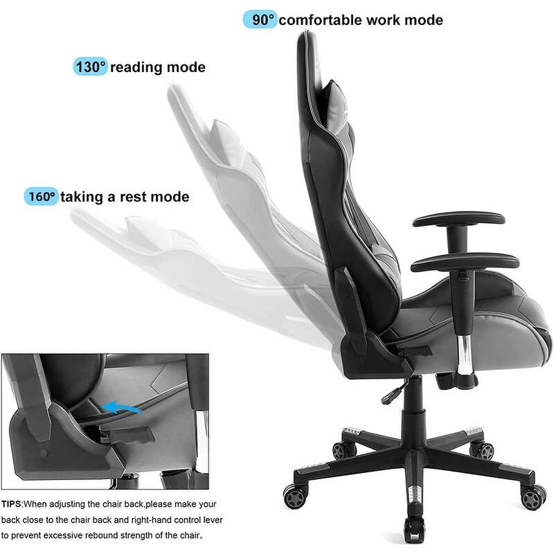 Lucklife Gaming Chair Racing Office Computer Ergonomic Video Game Chair with Headrest and Lumbar Pillow Esports Chair