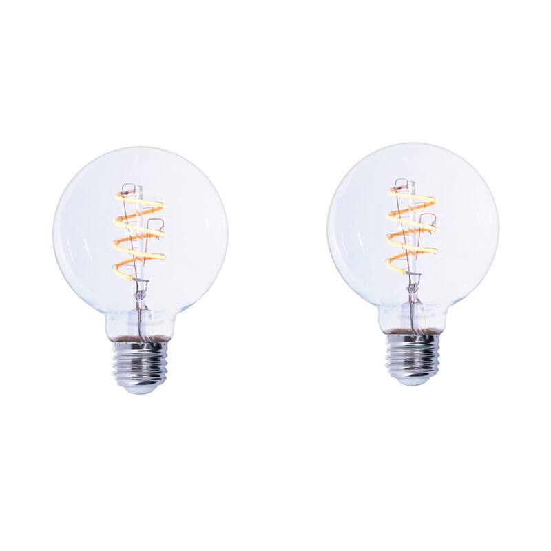 Bulbrite Pack of (2) 4 Watt Dimmable Antique Nostalgic Curved Filament LED Bulb - G25 Medium (E26) LED Bulb