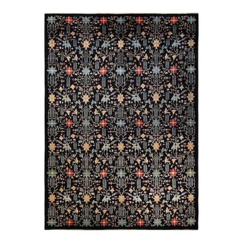 Eclectic, One-of-a-Kind Hand-Knotted Area Rug - Black, 10' 1" x 14' 2" - 10' 1" x 14' 2"