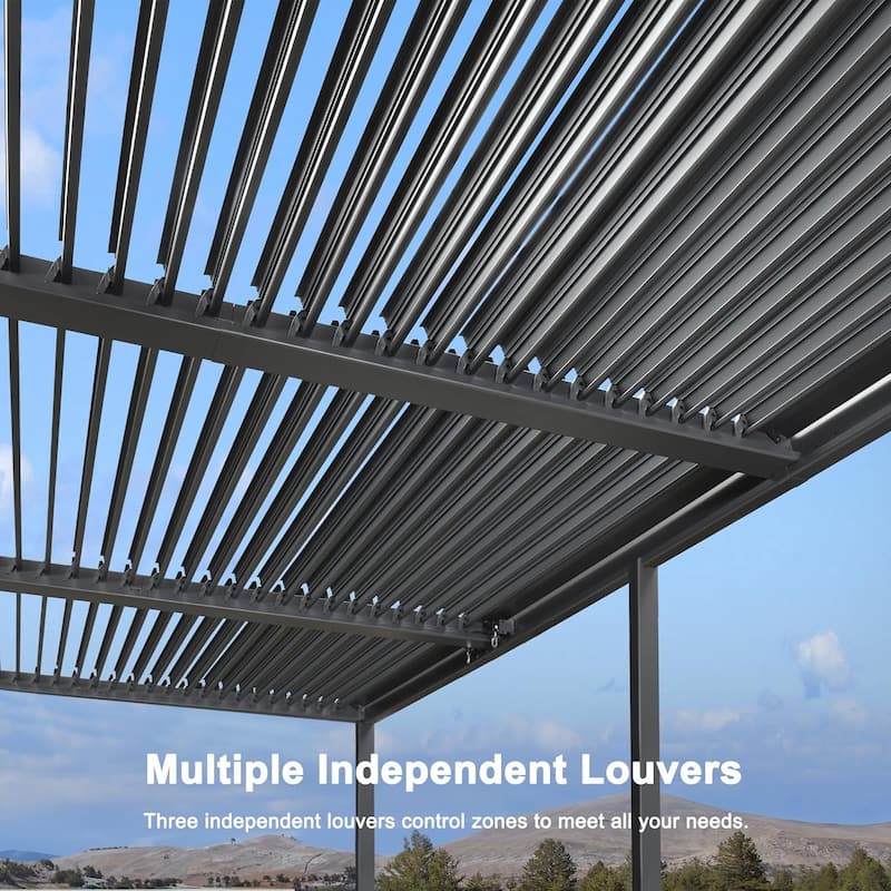PURPLE LEAF Louvered Pergola Sun Shade Shelter with Adjustable Metal Roof for Patio Hardtop Pergola