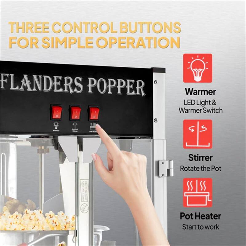 1600W 120V 16oz Kettle Popcorn Machine Maker Countertop