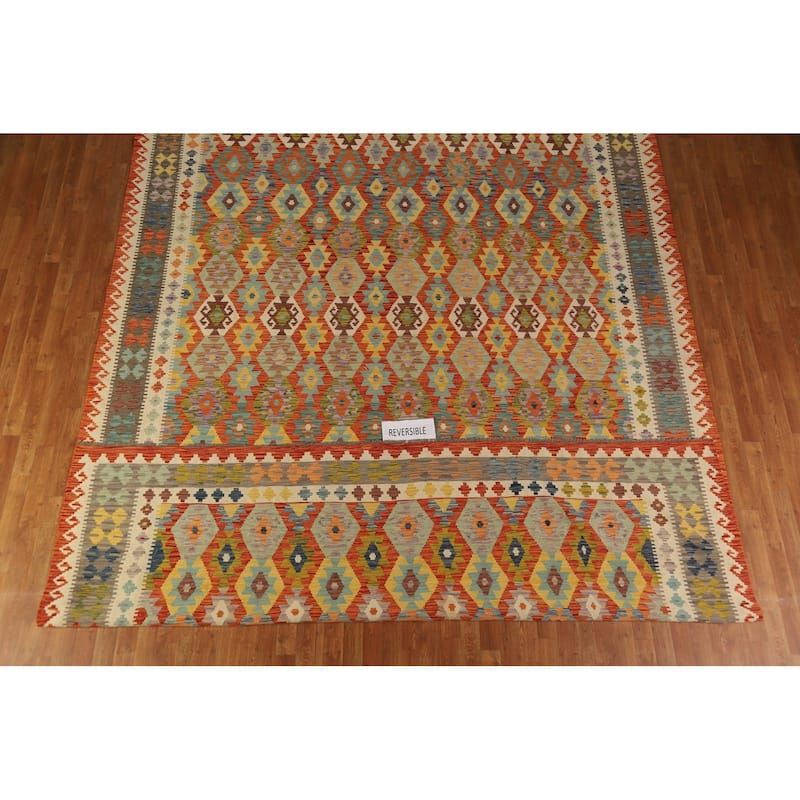 Kilim Oriental Large Rug Reversible Multi Flatweave Wool Carpet - 10'2"x 16'0"