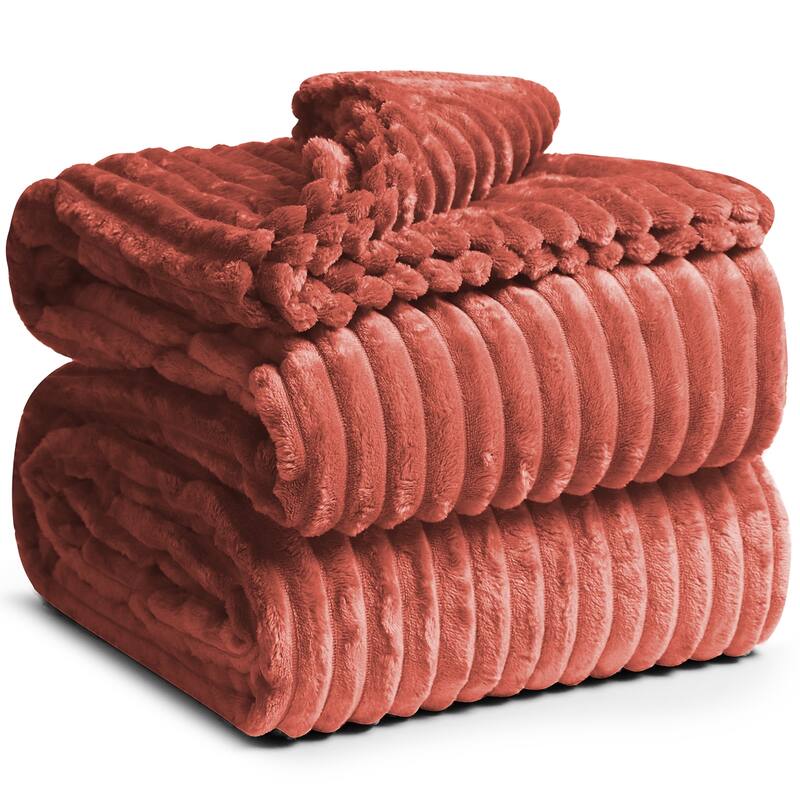 Nestl Cut Plush Fleece Throw Blanket - Lightweight Super Soft Fuzzy Luxury Bed Blanket for Bed