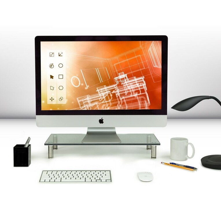 Computer Monitor Riser TV Stand Desktop Laptop Stands Glass Organzier Shelves
