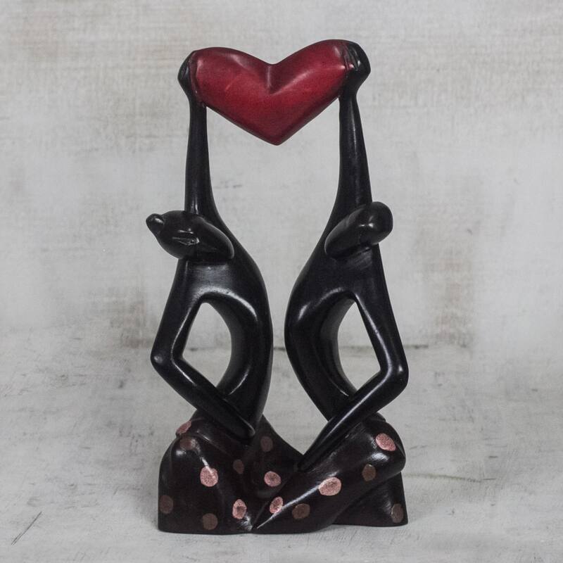 Novica Handmade Akoma Couple Wood Sculpture