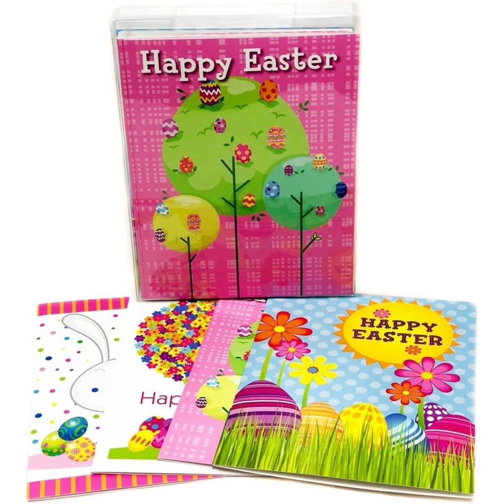 Stonehouse Collection | Assortment of 16 Blank Easter Cards | Cute Cards for the Kids & Adults | Boxed Set For A Happy Easter