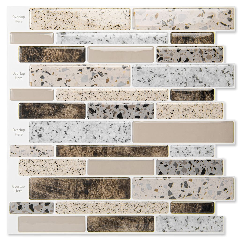 Art3d Peel and Stick Kitchen Backsplash Self-Adhesive Wall Tile in Stone Design,10-sheet