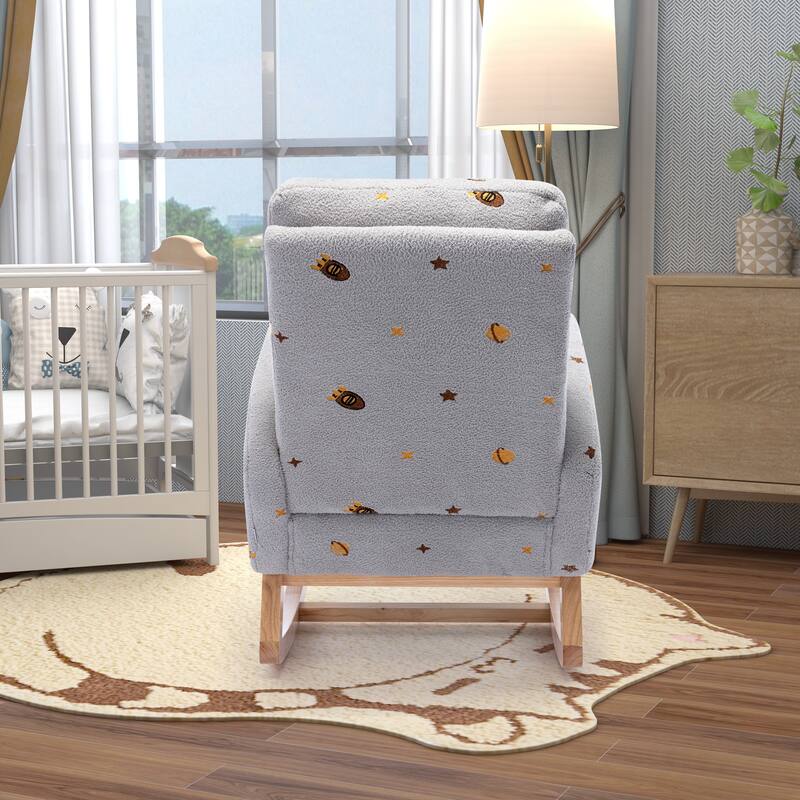 Modern Accent Rocker Armchair With Side Pocket