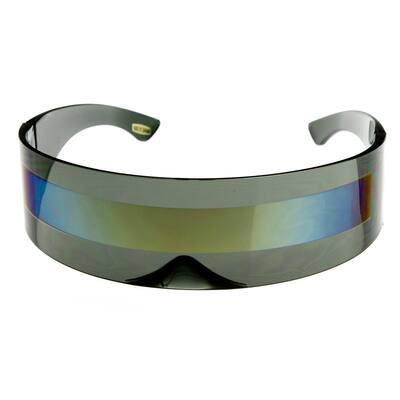 Futuristic Wrap Around Monoblock Shield Sunglasses Uv Protected Frame 70Mm Lens
