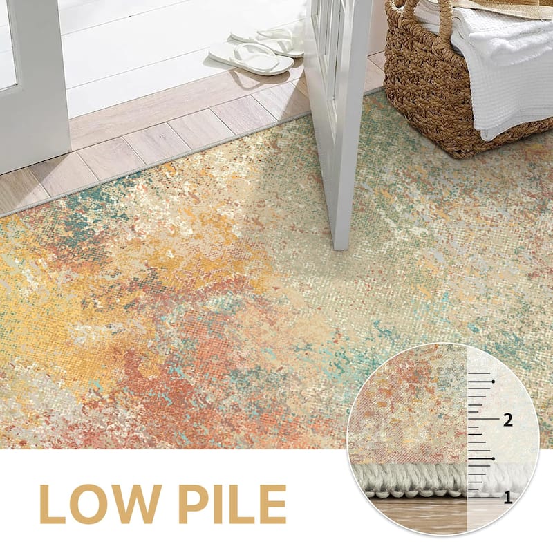 Mcow Modern Abstract Machine Washable Low Pile Area Rugs - 8'X10'