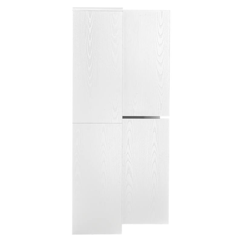 72" Tall Farmhouse Kitchen Pantry Cabinet with 8 Door Shelves, Curved Design Storage Cabinet with 3 Adjustable Shelves