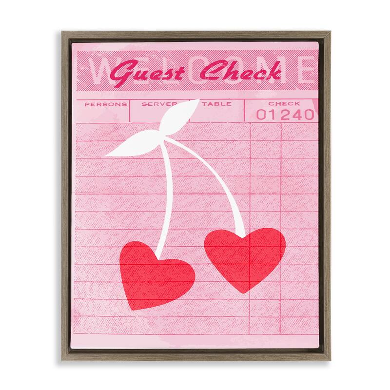 Stupell Cherries on Guest Check Framed Floater Canvas Wall Art Design By Lil' Rue - 17 x 21 - Brown
