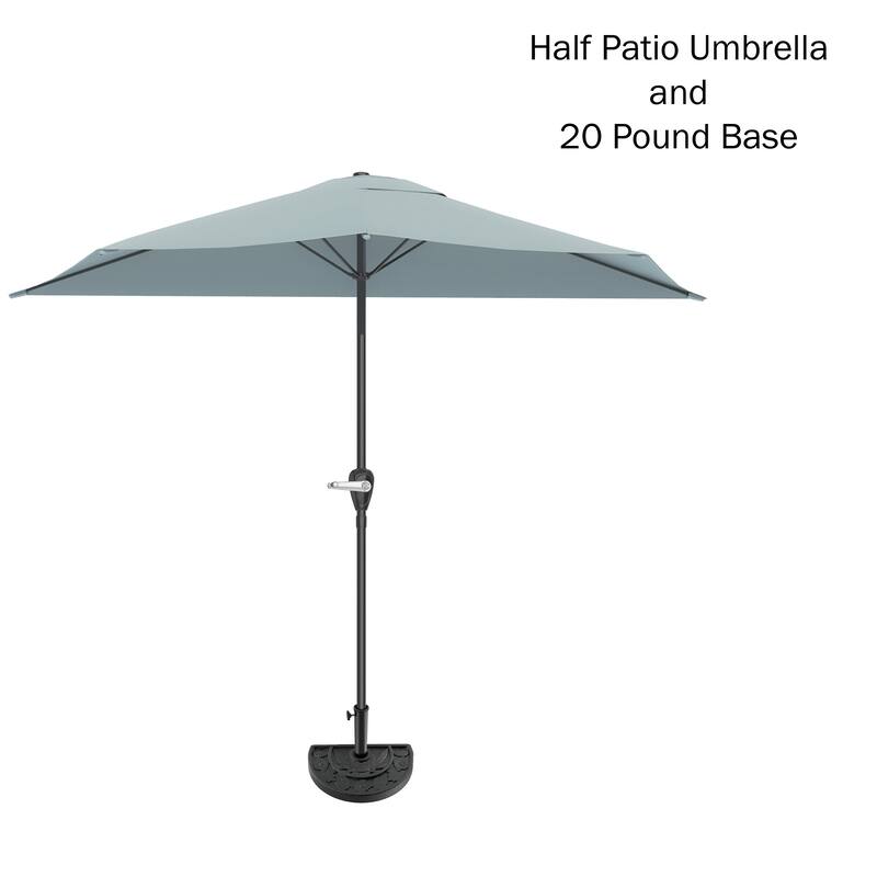 Pure Garden 9ft Half Umbrella with Base