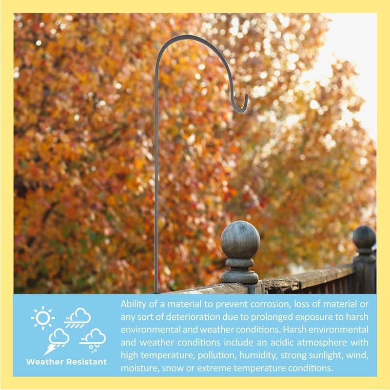 Achla Designs Deck Rail Shepherd's Pole With Adjustable Height, 41,5 Inch Tall, Black Powder Coat Finish