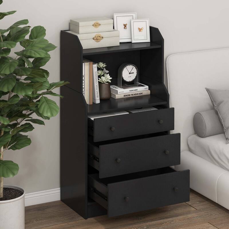 Costway 3-Drawer Dresser 44" Tall Wood Storage Organizer Chest with 2