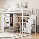 preview thumbnail 2 of 11, Full Size Loft Bed with Built-in Desk and Wardrobe, Kids Metal Bed Frame with USB Ports, 5-layer Shelf for Bedroom