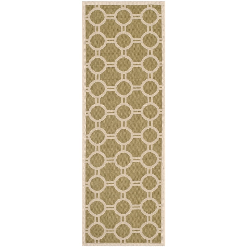 SAFAVIEH Courtyard Nira Indoor/ Outdoor Waterproof Patio Backyard Rug - 2'3" x 6'7" Runner - Green/Beige